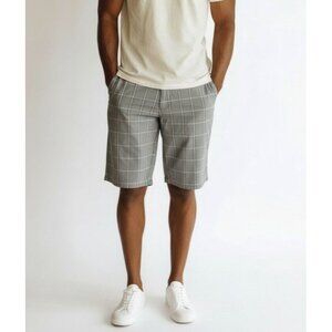 Izod Mens Gray Plaid Golf Shorts Size 42 Lightweight Polyester Blend